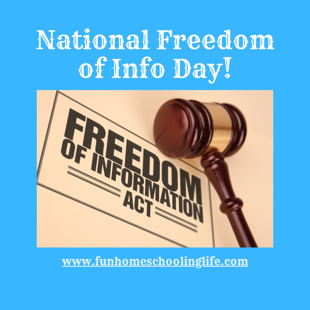 Today is National Freedom of Information Day. In the USA, there is Freedom of Information. This allows people to request info. Take today to research the Act and learn what rights you have under the act.

#freedomofinformation, #freedomofinformationact, #funhomeschoolinglife