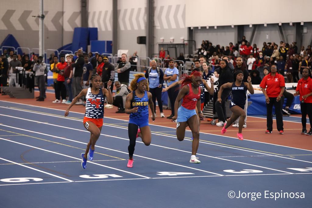 All Smoke! The full final heat under 8 seconds. The win to <a href="/ladydolphins_TF/">Lady Dolphins T&F</a> Angelena Bullocks (7.51; IL#1) over Mariyah Robinson of Simeon (7.57) #cpsindoor24
