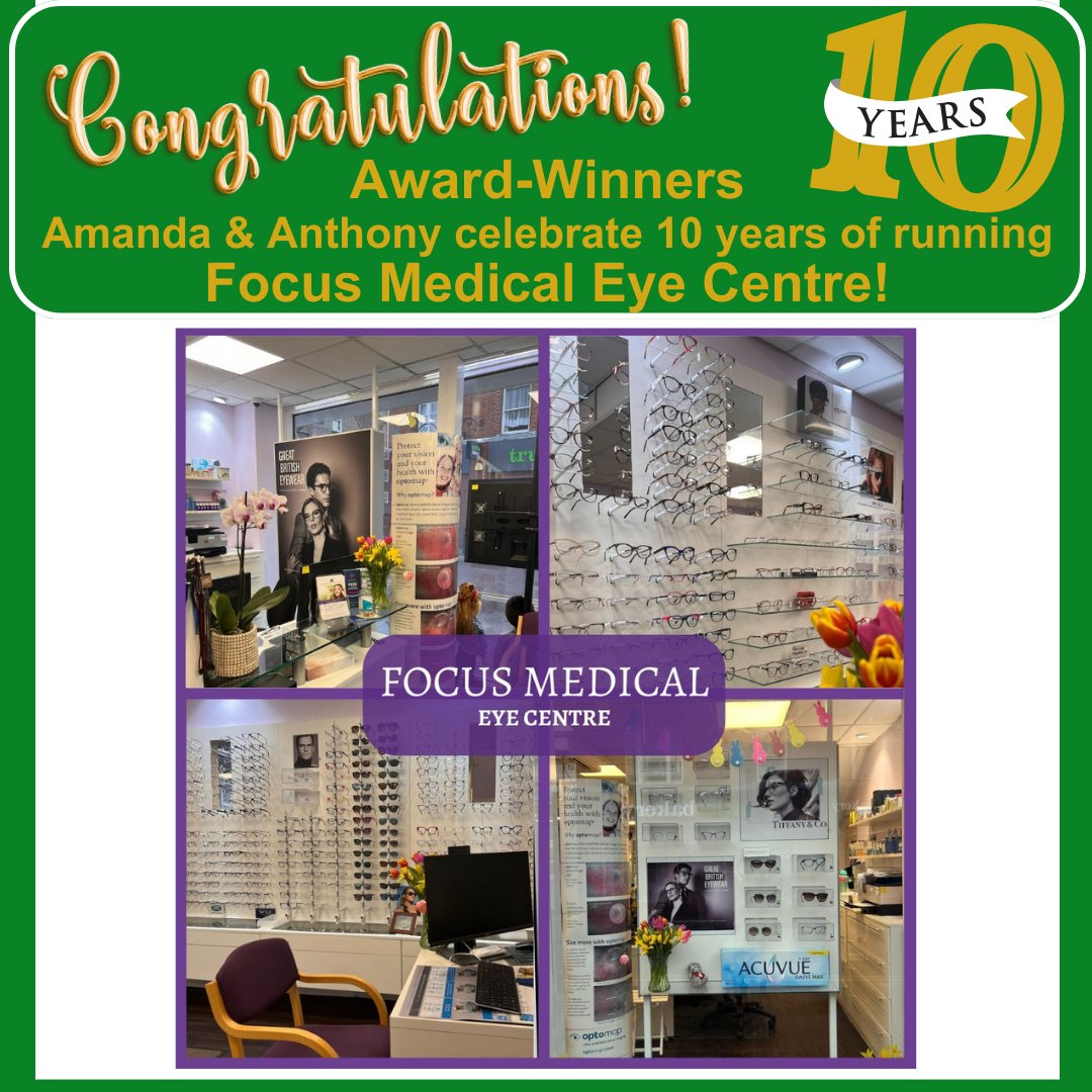 🤩 CHAMBER NEWS! 🤩

🎉 Congratulations to Award-Winners, Amanda &amp; Anthony who celebrate A DECADE of running <a href="/FocusMedicalEye/">Focus Medical Eye Centre</a>! 🥂👏🍾

Here's to the next 10 years of looking after Hailsham's eyes
🤩🤓😎 🥸👁👁