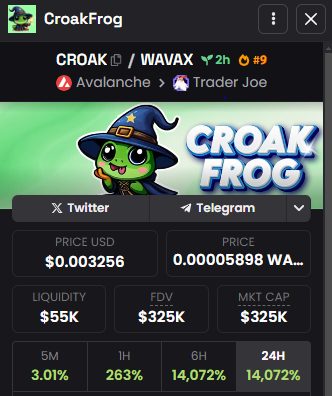 viphunter9x's tweet photo. Buy $croak on avax, now still under 1m FDV, we're still early. Buy it before 🐸 hits the trending top on avax🔺 @croakfrogavax https://t.co/SoXcrOdZNf