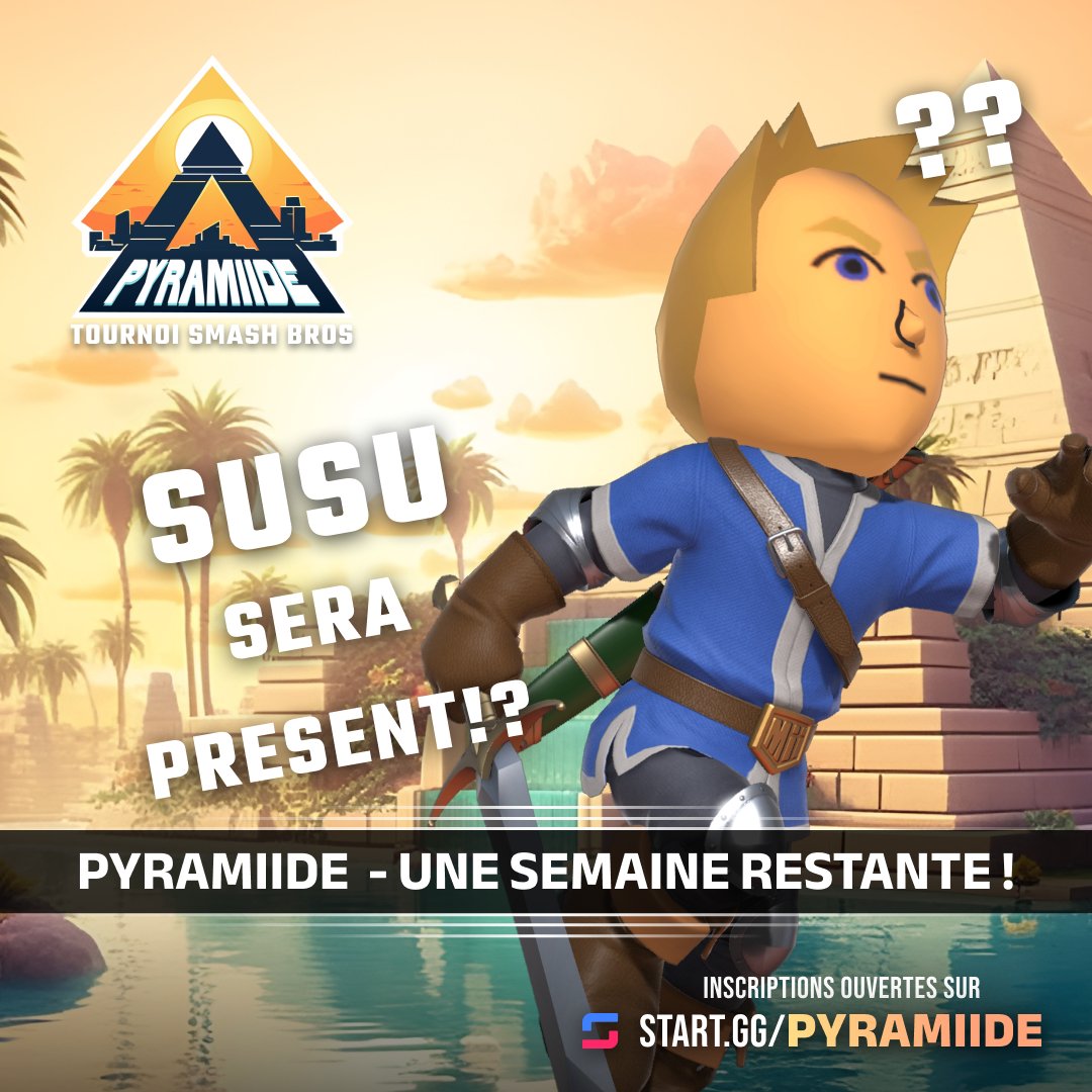 [PYRAMIIDE#2]

Le terrible fameux main Steve @Mhaubbe va devoir se débrouiller avec les moyens du bord et jouer... Mii Swordfighter !?

Vous pourrez voir jusqu'où il ira à la Pyramiide#2 ce Samedi 23 Mars !

[Lien du bracket en dessous ! 🔻]