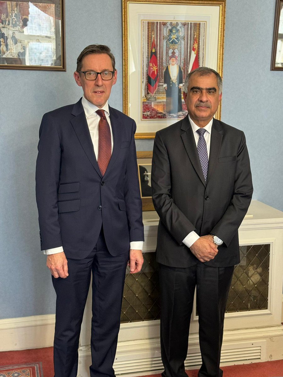 H.E Ambassador Badr Mohammed Mandhari received in his office Minister for External Relations at the Government of Jersey- Ian Gorst. During the meeting, they discussed aspects of bilateral cooperation and ways to enhance them.