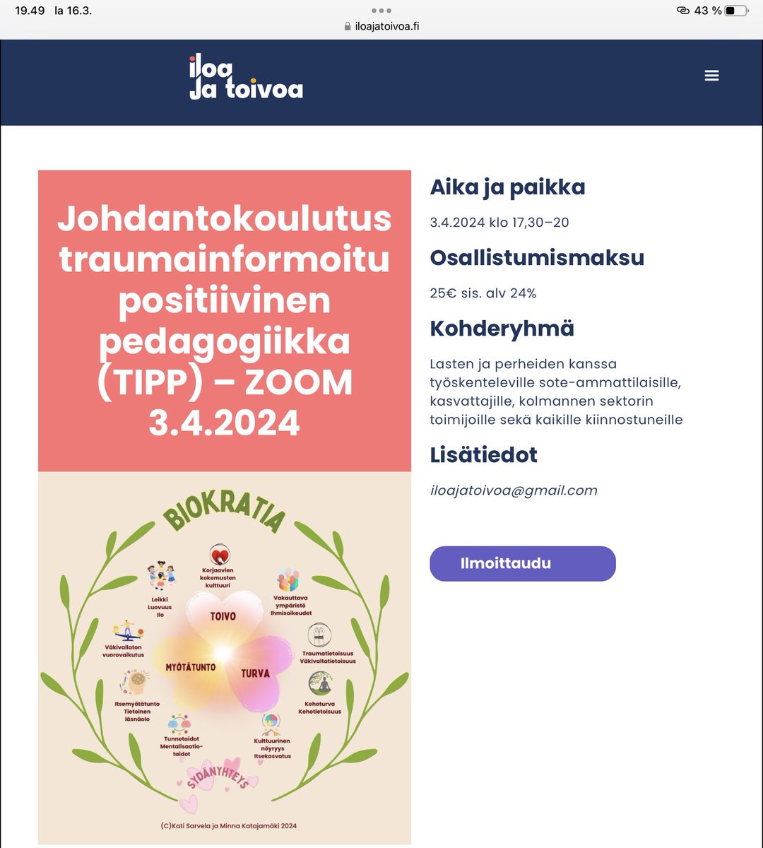 Tule mukaan traumainformoidun positiivisen pedagogiikan johdantokoulutukseemme! iloajatoivoa.fi/courses/johdan… #traumainformoitutyöote #tippiäkaikille #traumainformoitu