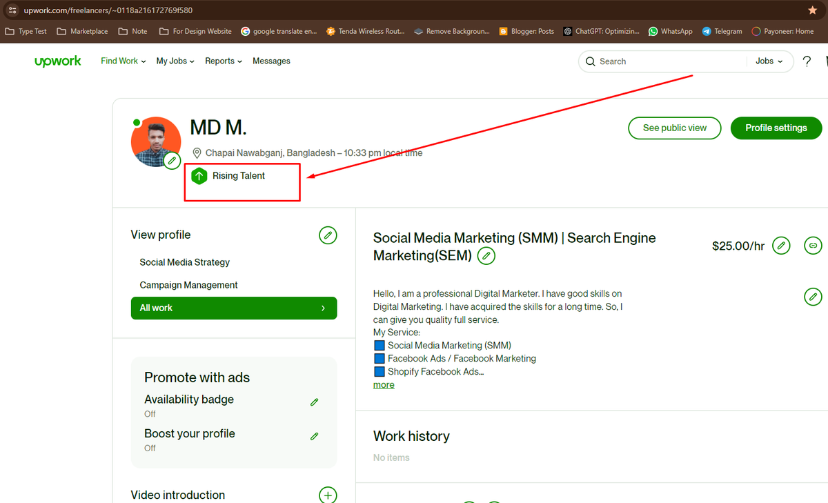 mohibullahdm's tweet photo. Already I got Rising Talent Badge on Upwork
Upwork Profile Link :  https://t.co/8l1JtYTKYz
#upworkfreelancer #upworksuccess #upwork #upworkrisingtalent #upworkprofile https://t.co/MtI8672Bt7