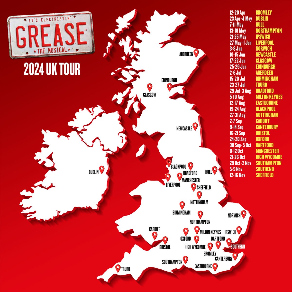 You've got plenty of opportunity to catch Grease The Musical live on stage this year. Check out our tour schedule at greasemusical.co.uk #GreaseIsTheWord