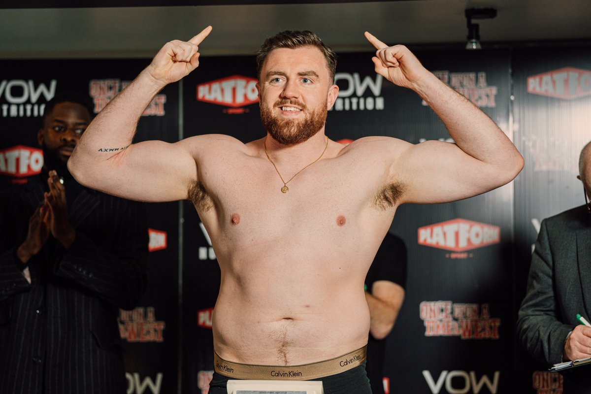 OFFICIAL WEIGH-IN: Thomas Carty (@thomas_carty) | 116kg ✅ #OnceUponATimeInTheWest | Tickets: bit.ly/BoxingTix