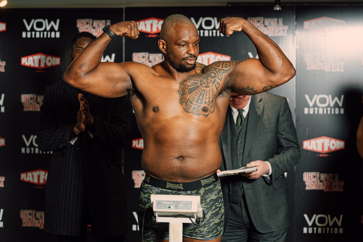 OFFICIAL WEIGH-IN: Dillian Whyte (@DillianWhyte) | 116.75kg ✅ #OnceUponATimeInTheWest | Tickets: bit.ly/BoxingTix