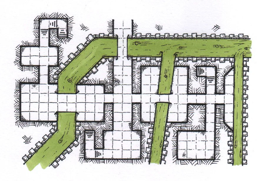 Deep under the feasting halls &amp; bustling streets of Baldur’s Gate, lies a world unknown to most of its citizens: the Okhohli, the children of the sewer-streets. While the cobbled streets above may be swept &amp; adorned with gold, down below is...

pauljoyce.co.uk/2019/dd-map-th…

#rpg #maps