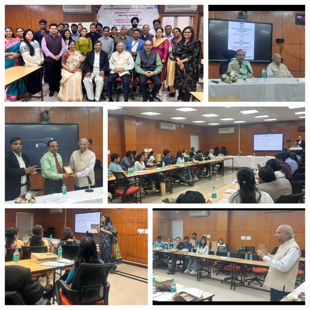 *NIHFW is dedicated for improving the quality of HealthResearch* 
#NIHFW in collaboration with BiostatisticsConsortium organized a Seminar *Cracking the Quagmire of Protocol Development* on 16.03.24. Attended by faculty, ResearchStaff and students of NIHFW & other organizations.
