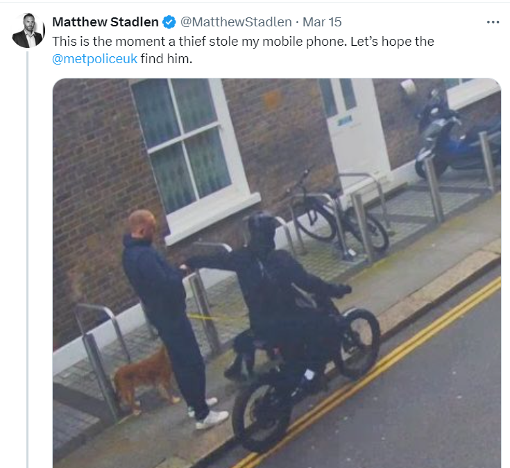 If you ever feel stupid, just remember that Matthew Stadlen thinks the Met Police are looking for his stolen mobile phone.