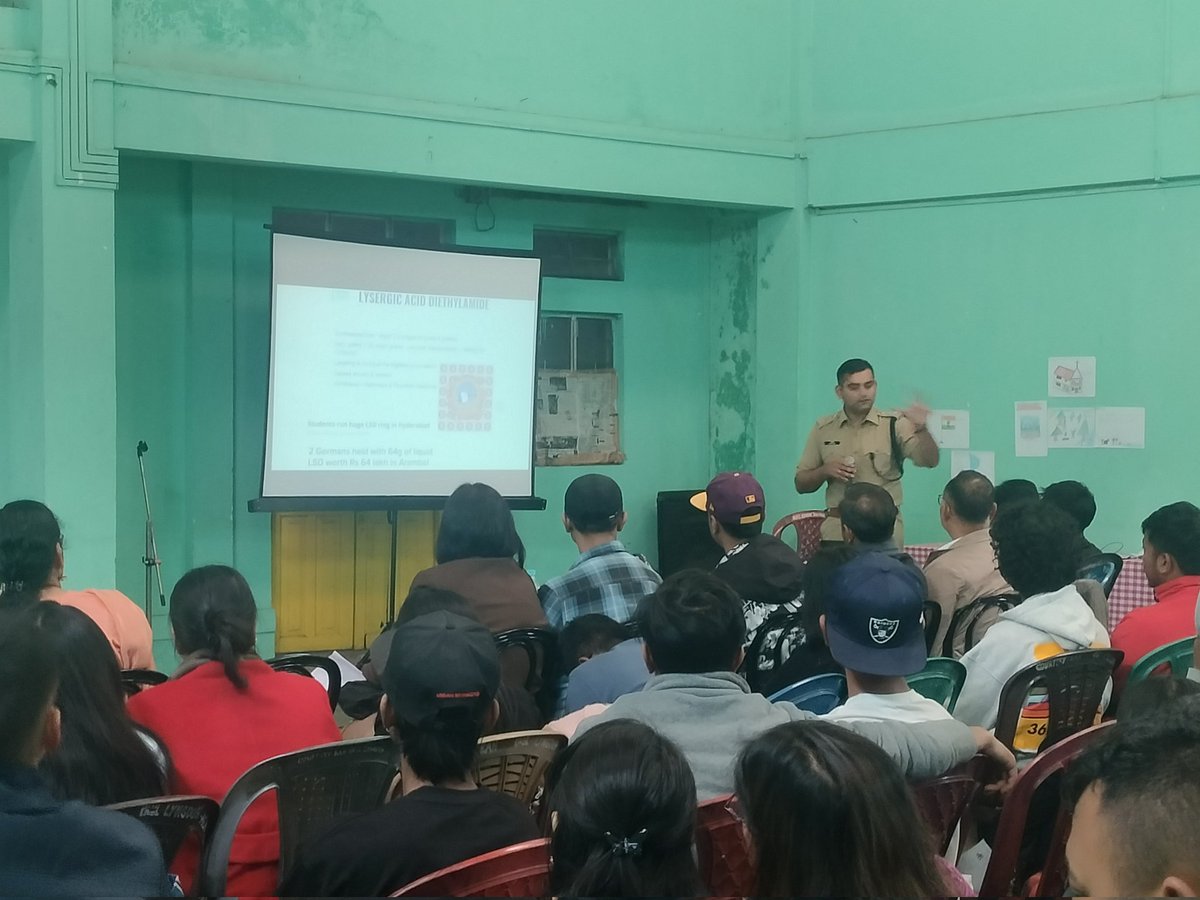 EKH_Police's tweet photo. SDPO Sadar participated in an awareness programme on Substance abuse, organised by St. Edmund's College.

Focus was on components of NDPS Act and results of falling prey to substance abuse. The efforts of Meghalaya police to this extent were highlighted
@lrbishnoiips 
@meghpolice https://t.co/jh6bn65Pjw