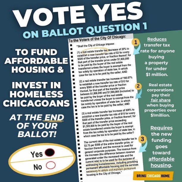 This is the last weekend to vote early before Election Day on Tuesday! If you’re voting in Chicago, make sure you go all the way to the end of your ballot—past the judges and commiteepeople—to vote YES on Ballot Question 1 so we can fund housing and homeless services in our city.