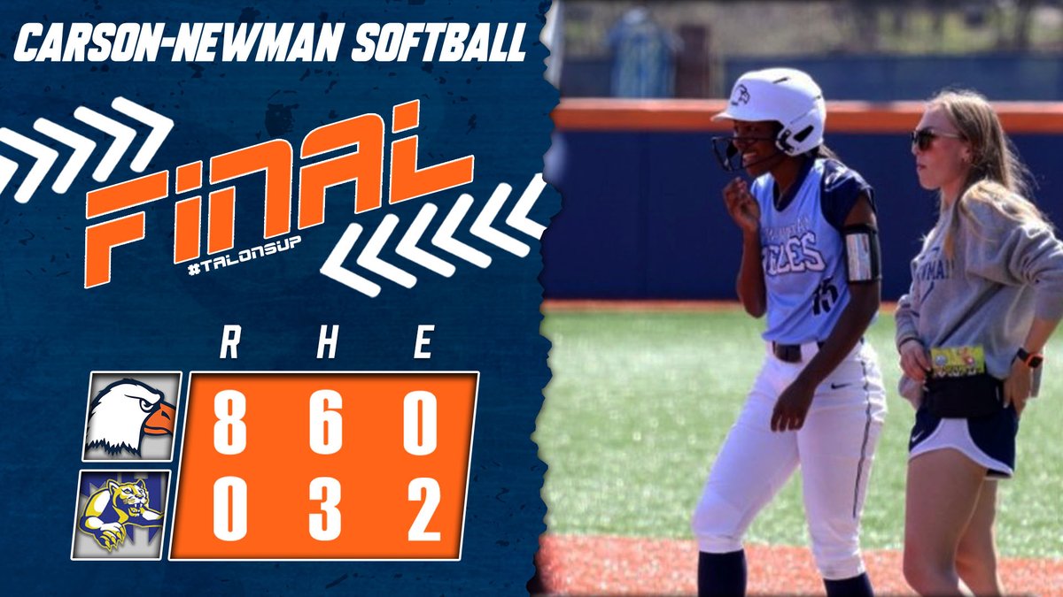 Carson-Newman Athletics (@cn_eagles) on Twitter photo That's the ballgame! Run rule ends Game 1 early after Trinity Brooks steals home!
🦅<a href="/cnsball/">Carson-Newman Softball</a> 8
🦁 Mars Hill 0
FINAL
🖥cneagles.com/floSB @FloSoftball
📱cneagles.com/live
📈cneagles.com/livestats That's the ballgame! Run rule ends Game 1 early after Trinity Brooks steals home!
🦅<a href="/cnsball/">Carson-Newman Softball</a> 8
🦁 Mars Hill 0
FINAL
🖥cneagles.com/floSB @FloSoftball
📱cneagles.com/live
📈cneagles.com/livestats