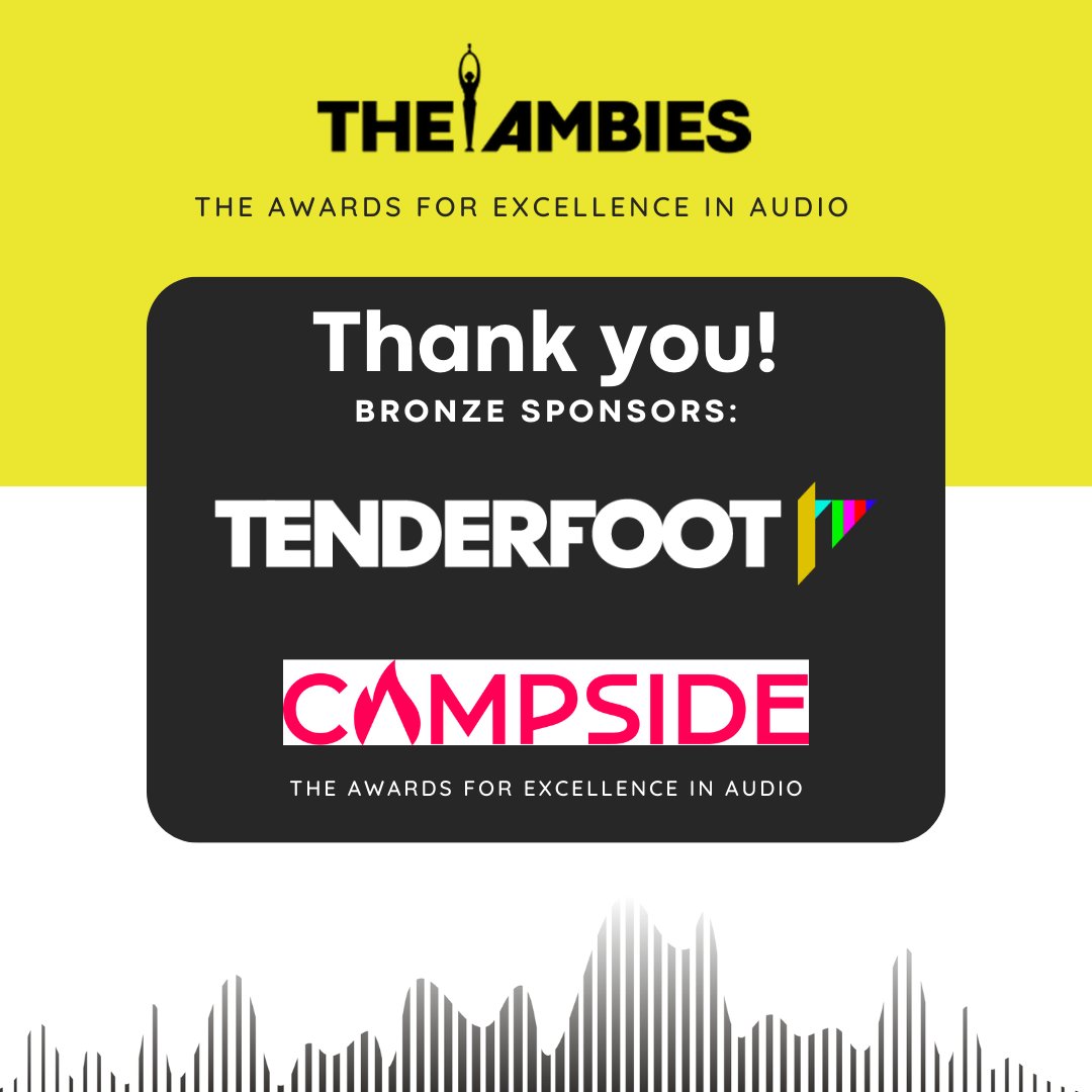 We're sending a special shoutout to our incredible bronze sponsors! Your contributions are making #TheAmbies shine even brighter. 🌟 Thank you for being a part of our journey. We are so excited for what's to come 🎉 @TenderfootTV @campsidemedia #theambies #podcasting