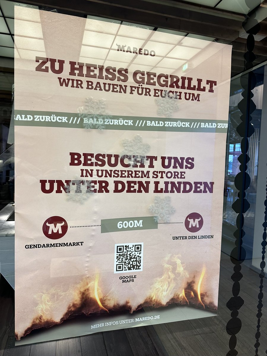 Lisette1701's tweet photo. Fällt dieser Spruch unter “Wortspielhölle Berlin” (entdeckt auf FB)? Und seit wann ist ein Restaurant ein “Store”? #Maredo https://t.co/74R0y9HtRv