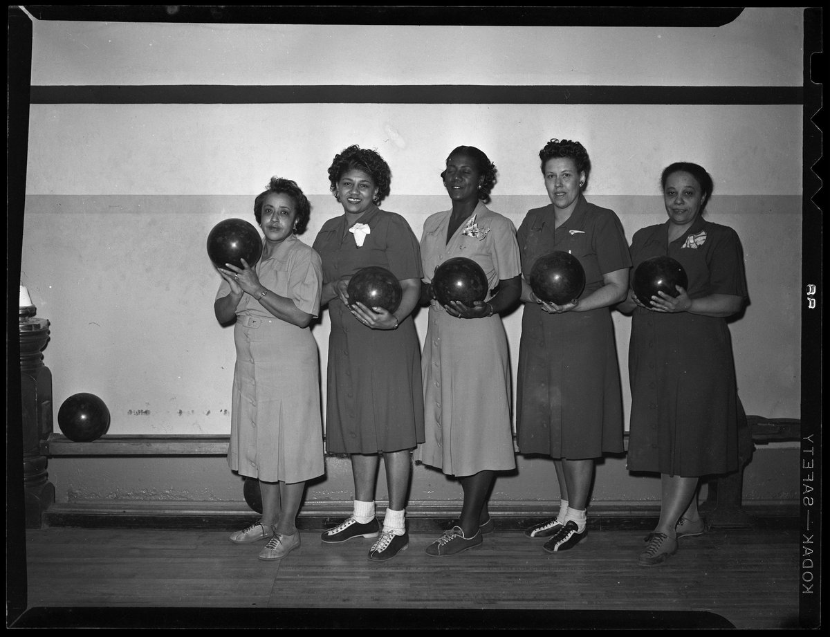What a striking view! This photo is of a women's bowling team from the 1950s. Clubs like the Rondo Bowling League gave women an opportunity to explore interests outside of work and home. Image: Women bowlers. Approximately 1950. Minnesota Historical Society, Saint Paul, MN.