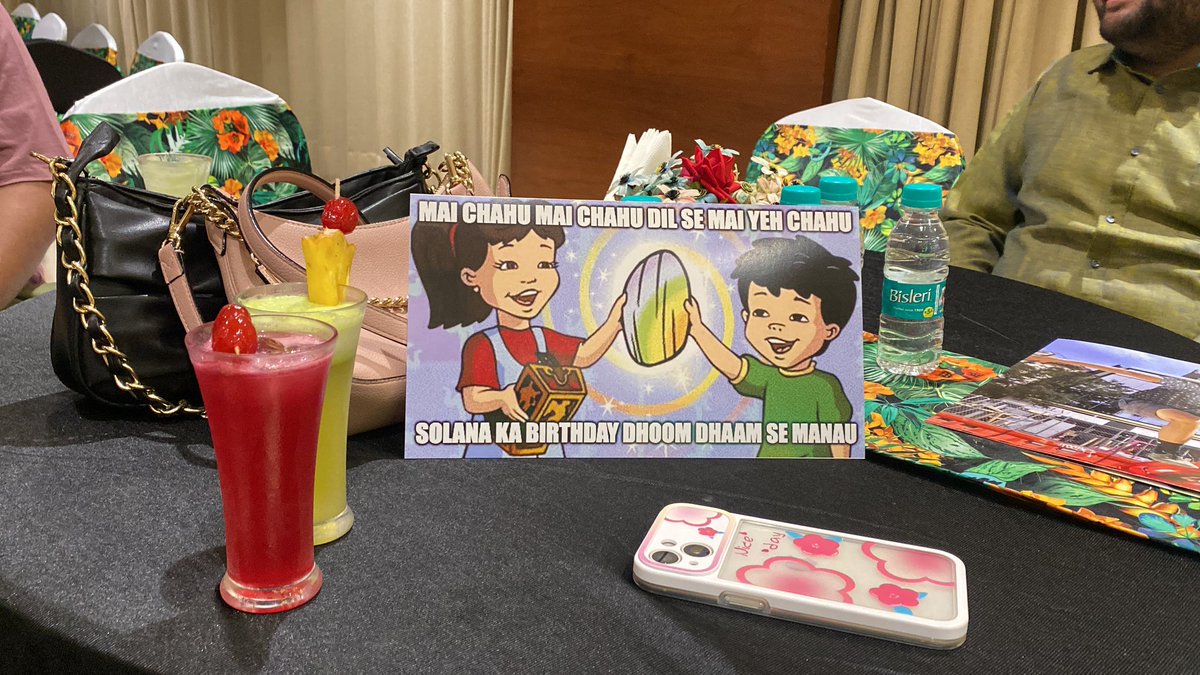 DevanshiPandy11's tweet image. Celebrating 4th year of @solana @SolanaFndn with my BDQ Web3 community!

Ft. @RimVyas and mine’s Bagwati and drinks chilling together!🥂

#solana #Web3Community #web3 #birthday