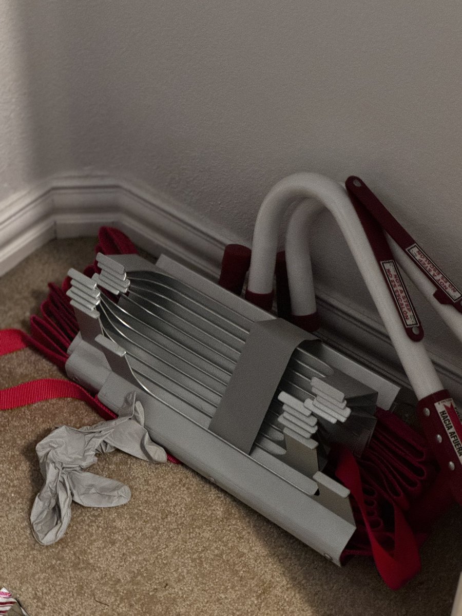 We move today- 

the girls each had these fire ladders in their upstairs rooms-. You Break  the window- hook the ladder on and climb down.  
They are heavy -but I can tell you in that moment -you can get out- if you have to- you can do ANYTHING necessary. #slowpheonixrising