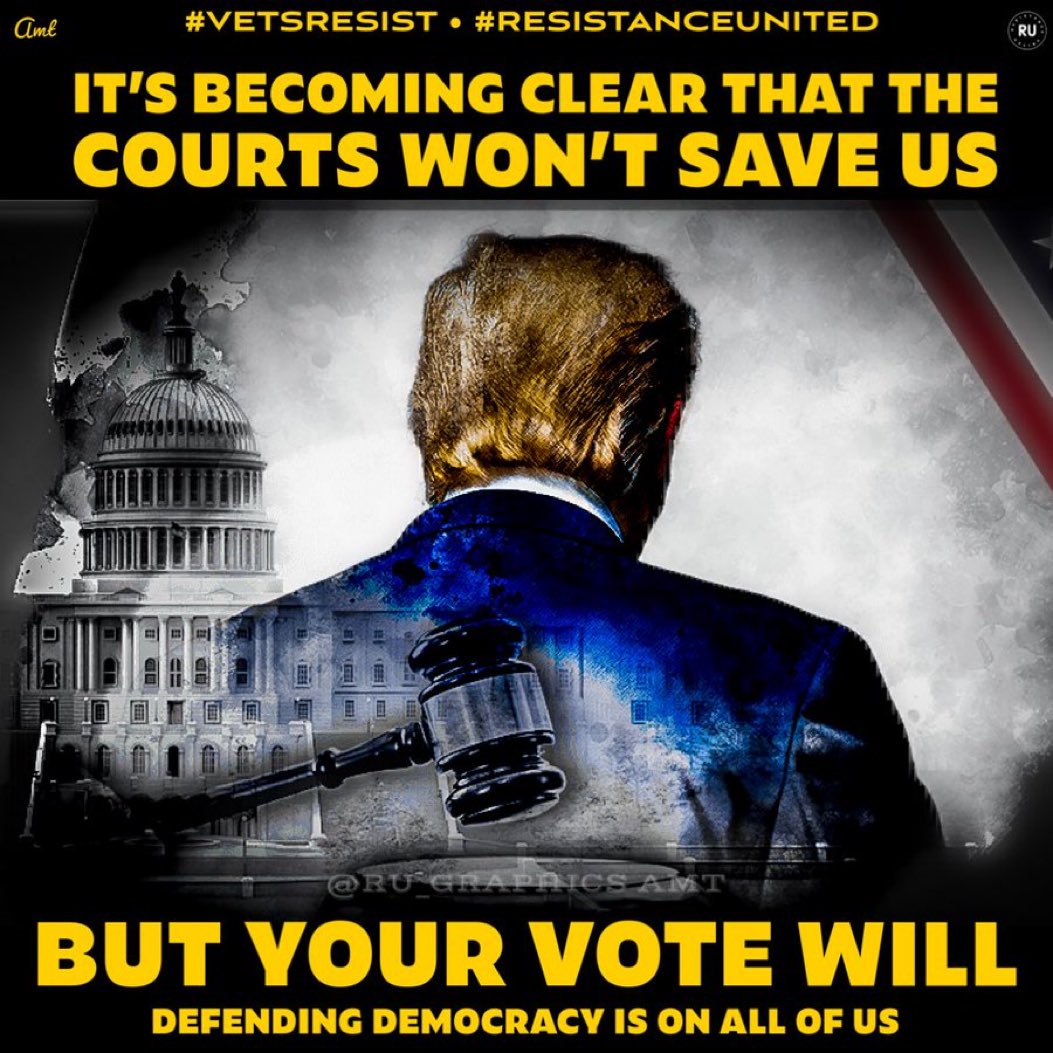 The SCOTUS used to be one of the most respected in the world… That is long gone. YOU can override their “endorsed by trump” decisions by doing one simple thing….. #VoteBlueToStopTheStupid #ResistanceUnited