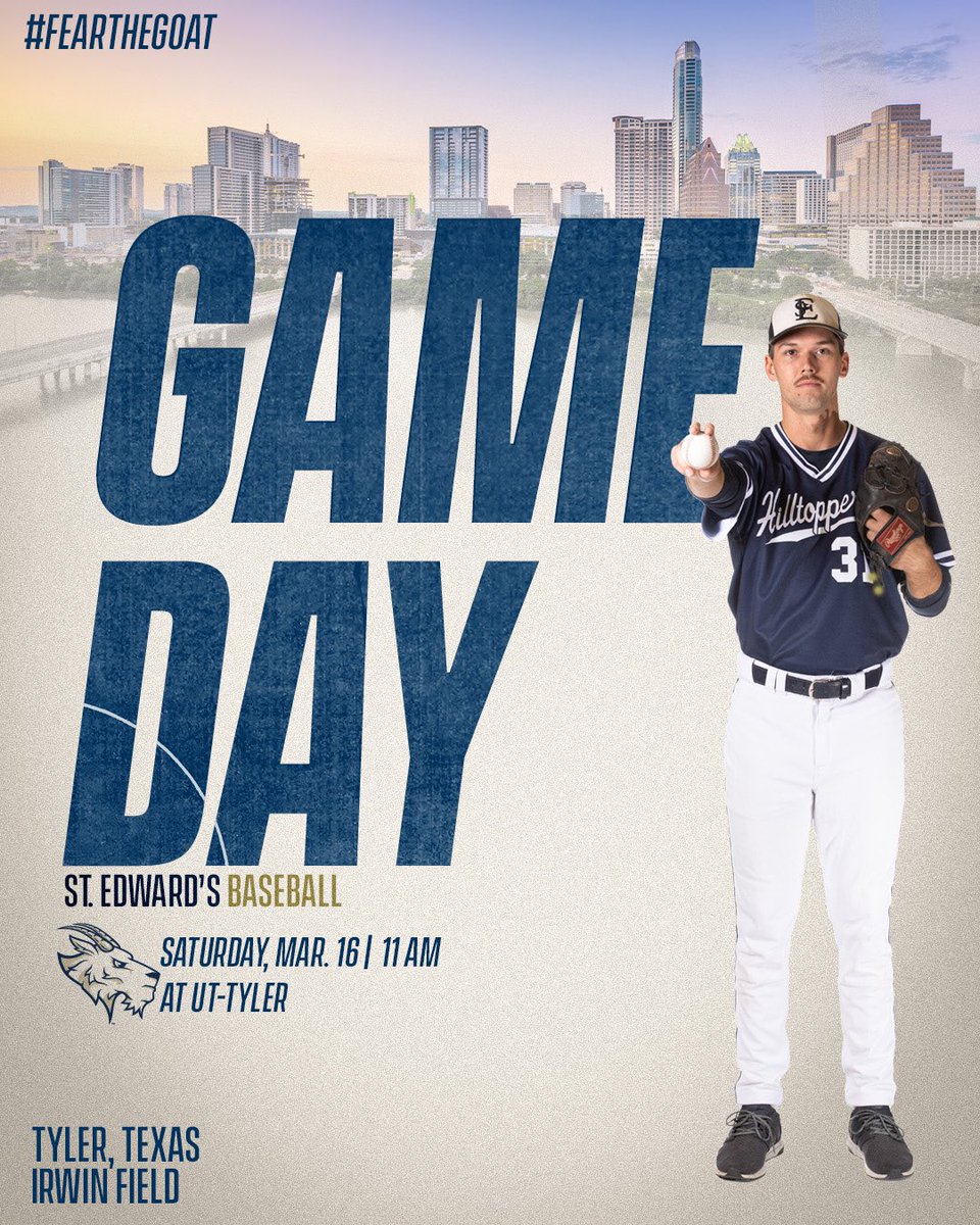 #GAMEDAY | <a href="/seubaseball/">St. Edward's Baseball</a> 
🆚 Texas at Tyler 
⏰ 11 AM
📍 Tyler, Texas
📺 tinyurl.com/mr4xathj
📊 bit.ly/43n5hXH