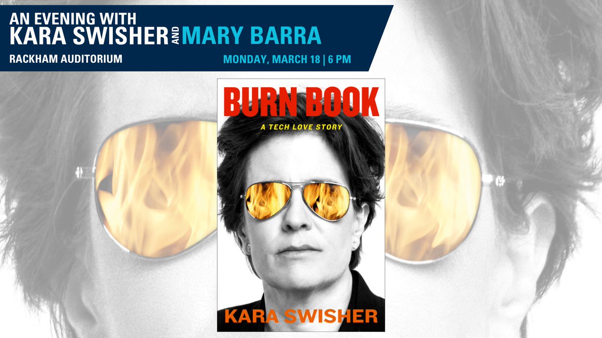 Kara Swisher. Mary Barra. This is bound to be 🔥! Monday, March 18 , 6pm Rackham Auditorium Register at myumi.ch/jZ2Jj @UMich @fordschool @umichLSA @MichiganRoss @umsi @UMWallaceHouse