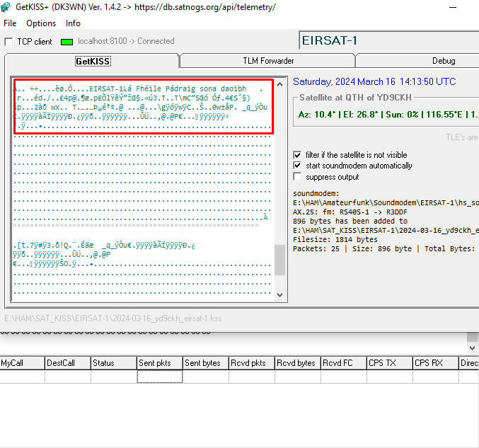 Message from EIRSAT-1 pass over Bali, 14:12 utc. 'Happy Patrick's Day to You' @EIRSAT1