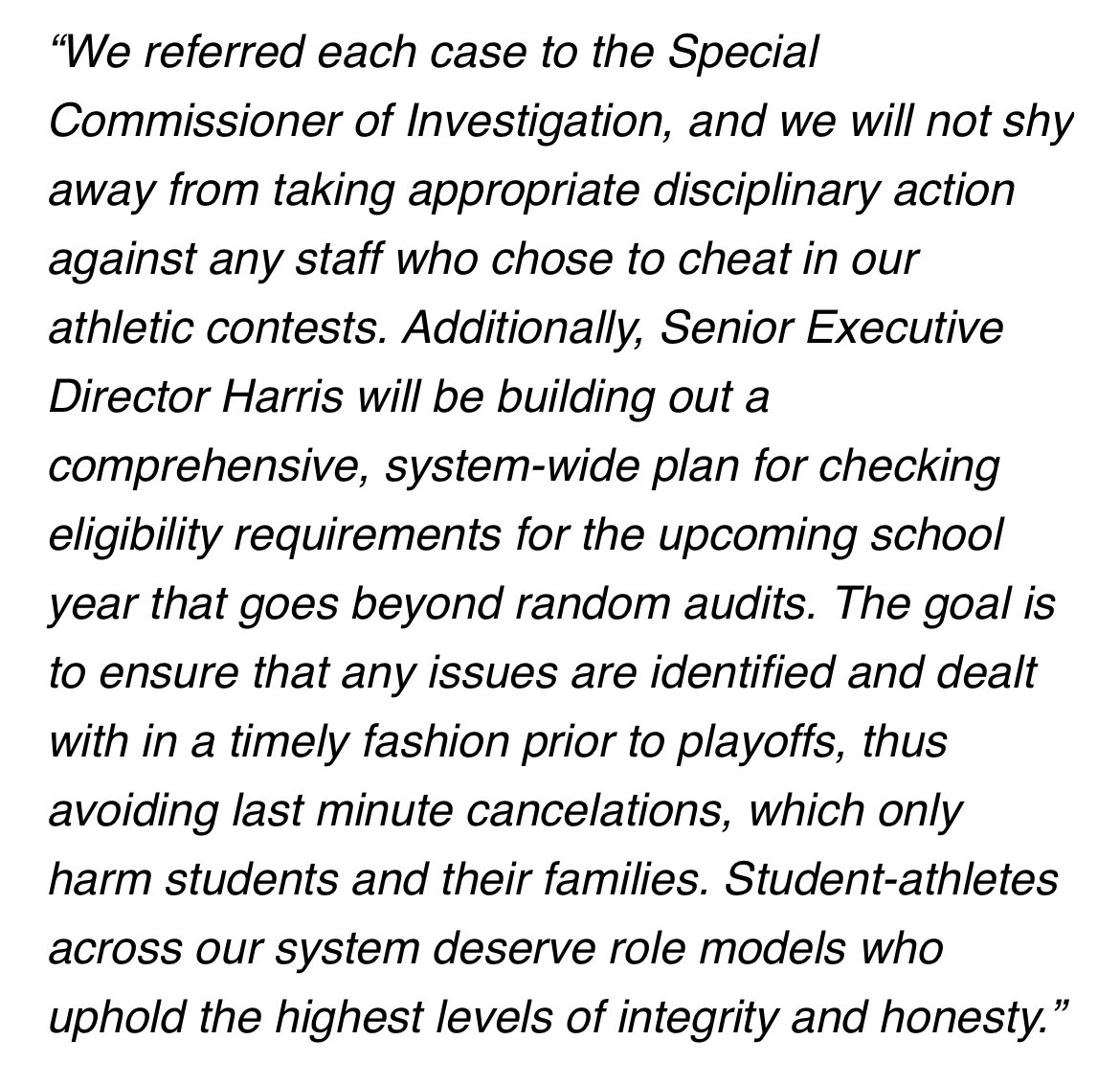 BREAKING - DOE Chancellor David Banks has released a statement on the PSAL 

"Adults put the long-term future of young people second for momentary high school glory on the court. These adults are not helping students, they are only helping themselves.”

Hints more could be coming