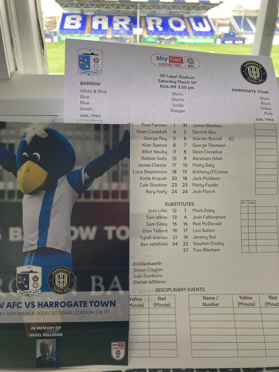 Teams are in ⁦<a href="/lancandcrow/">Lancaster & Crowther</a>⁩ for ⁦<a href="/SkyBetLeagueTwo/">Sky Bet League Two</a>⁩ game at Holker Street….⁦<a href="/BarrowAFC/">Barrow AFC</a>⁩ v ⁦<a href="/HarrogateTown/">Harrogate Town AFC</a>⁩