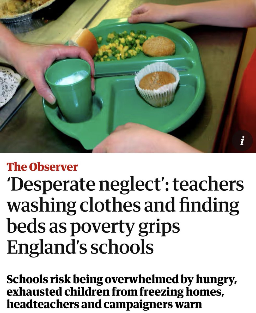 14 years of austerity have led us to here. A country whose impoverished kids are too hungry, cold & exhausted to learn. Whose teachers have to feed, clothe & wash them. Every MP who ever championed such cruel & vindictive policies should be hanging their heads in shame.