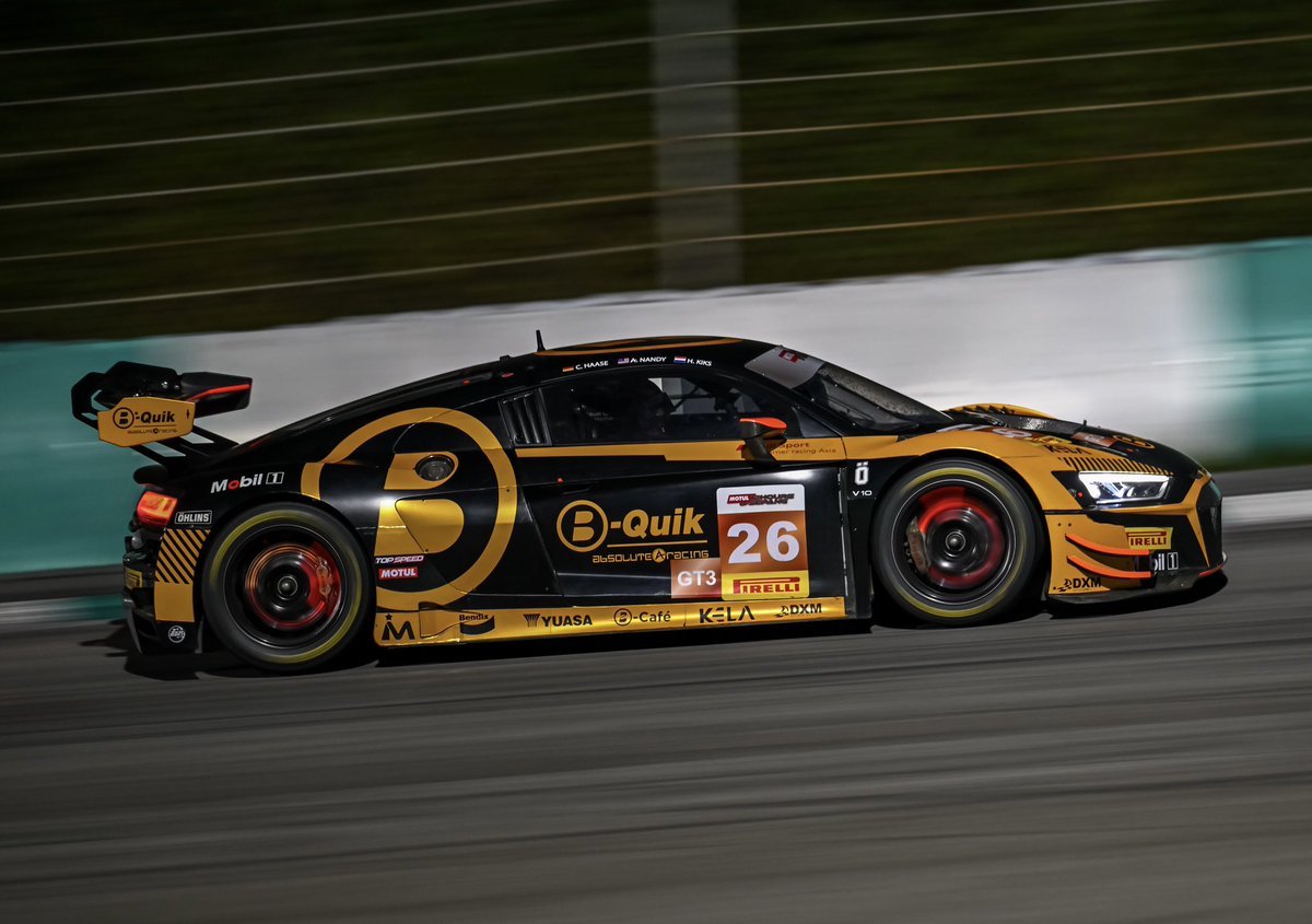 On the podium in Malaysia: B-Quik Absolute Racing finished third overall in the @12HoursSepang with the #26 Audi R8 LMS driven by @ChHaase, Henk Kiks and Akash Nandy. #PerformanceIsAnAttitude #GT3