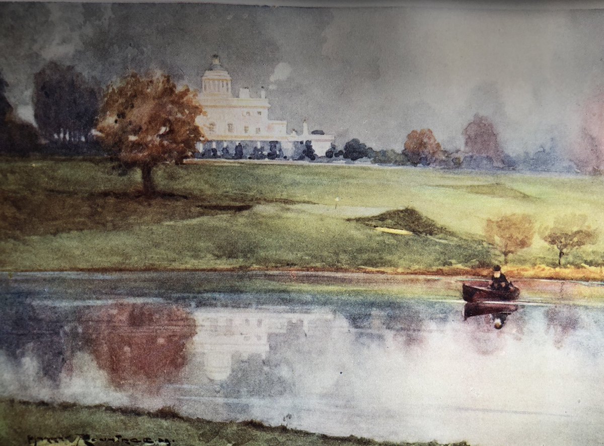 More Rountree. Stoke Poges, half a century before Goldfinger lost to Bond by playing a Slazenger 7 instead of a Slazenger 1 on the last hole. 😃 #golfhistory #golfart #JamesBond #OO7 #bernarddarwin #harrycolt