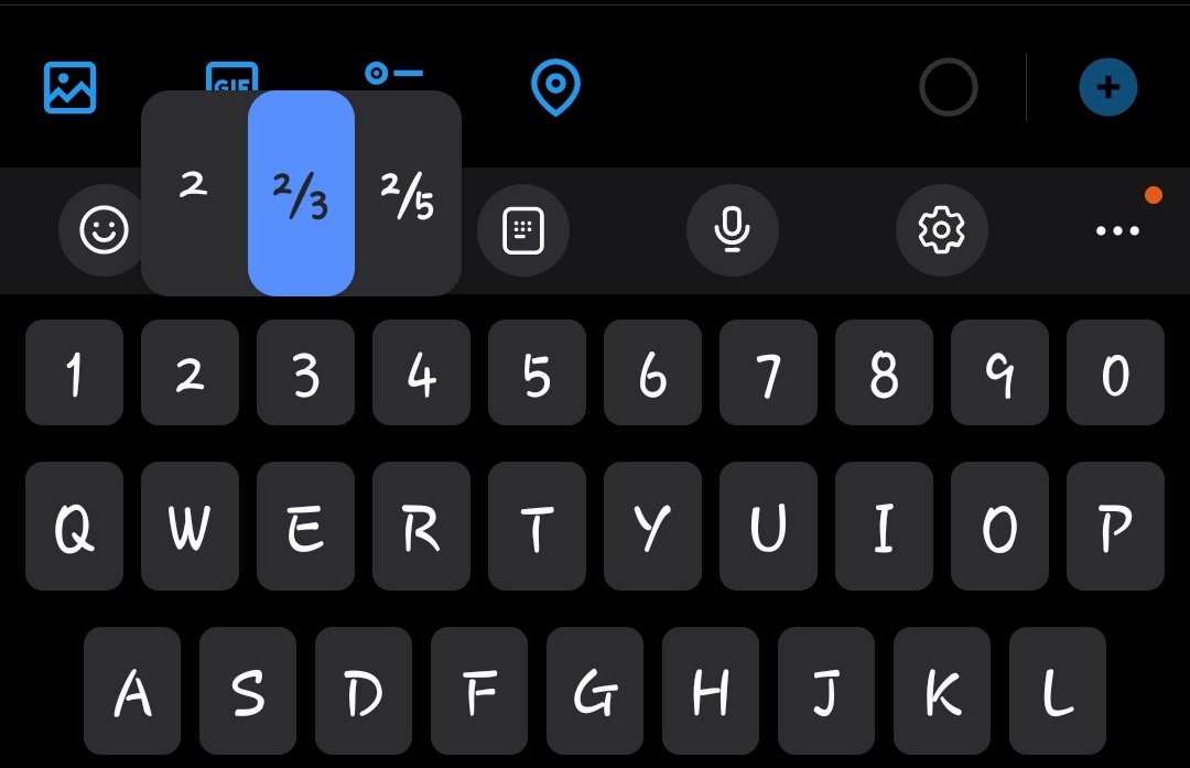 If your phone is original, long-press 2 and type ⅔
