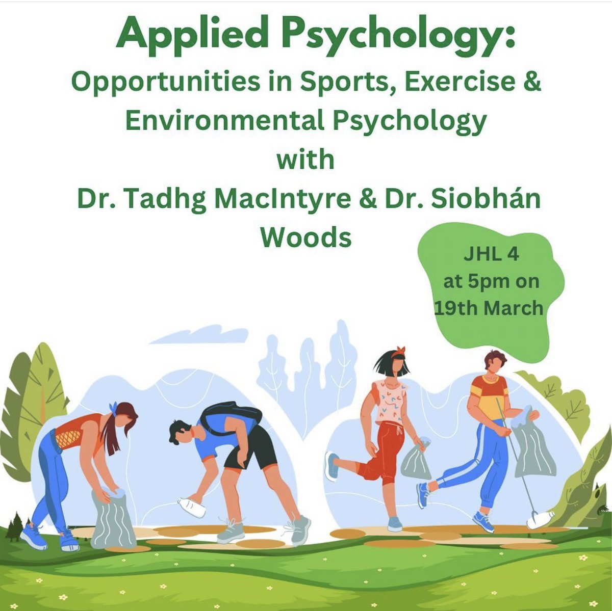 TadhgMacIntyre's tweet photo. Want to hear about our MSc in Environmental Psychology and research in green exercise @MUpsychdept and research opportunities @GoGreenRoutes #GoGreenNext https://t.co/Vbn2q4n5J4