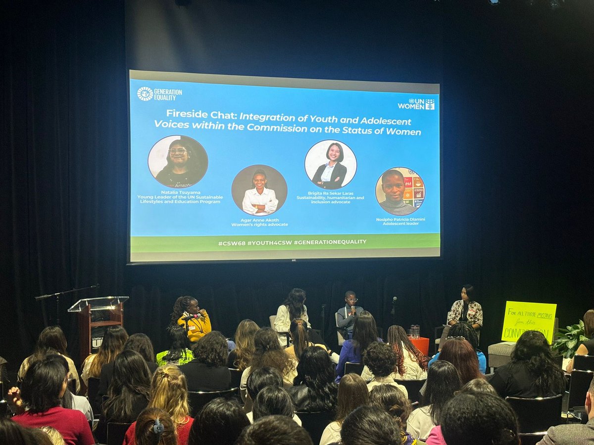 Day 2 at the CSW Youth Forum: Inspired by the passion and determination of youth advocating for meaningful, inclusive, and safe participation. It's clear that youth voices need to be heard beyond our own circles. Let's amplify our message together. #CSW68 #YOUTH4CSW