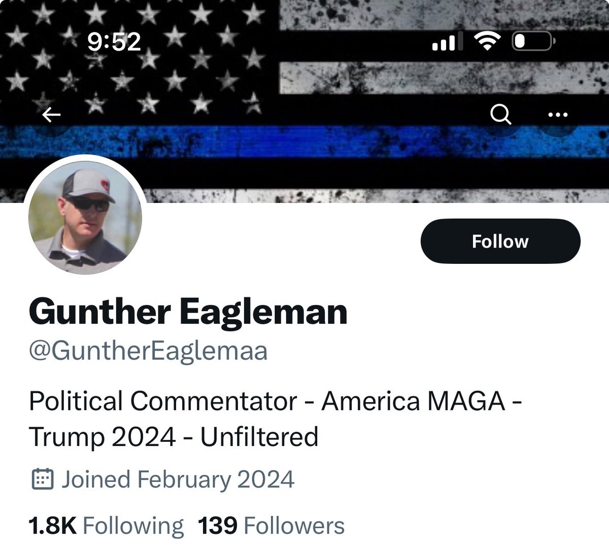 🚨FYI… This account @GuntherEaglemaa is NOT me! Block and report if you have a second.