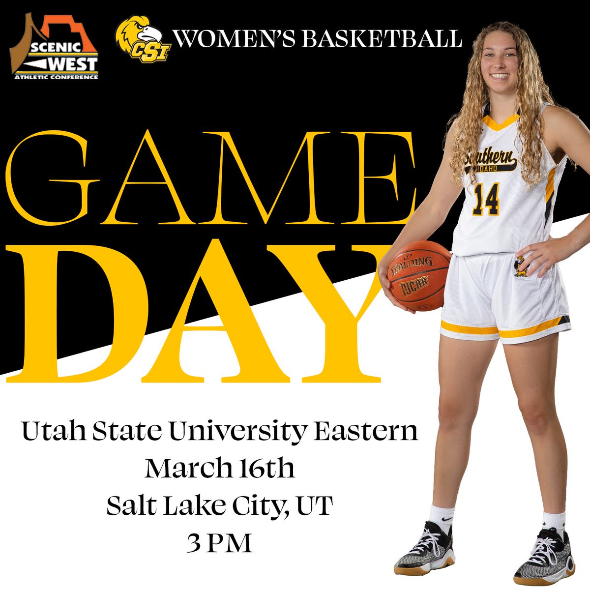 GAME DAY!! #15 CSI WBB take on Utah State University Eastern at 3 PM in the Region 18 Championship game 🦅 Broadcast available at: scenicwestnetwork.com