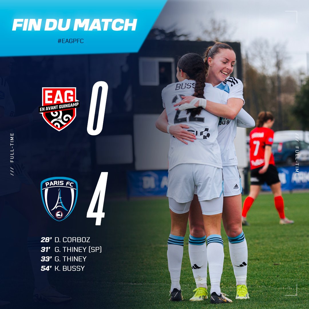 🔚 90+3' 𝐕𝐈𝐂𝐓𝐎𝐎𝐎𝐎𝐎𝐎𝐈𝐑𝐄 😍 ! Les Parisiennes repartent de Bretagne avec les 3 points ! Merci Mesdames 🥰 🔵⚪ #CertifiéParis #EAGPFC