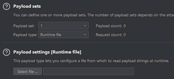 Burp PSA:

If you want to use a large file of payloads in Intruder, *DO NOT* use Simple list's "Load" feature. Simple list is designed for "simple" lists, and it loads the entire file into a GUI JList. This is fine for small wordlists, but will absolutely become a memory issue