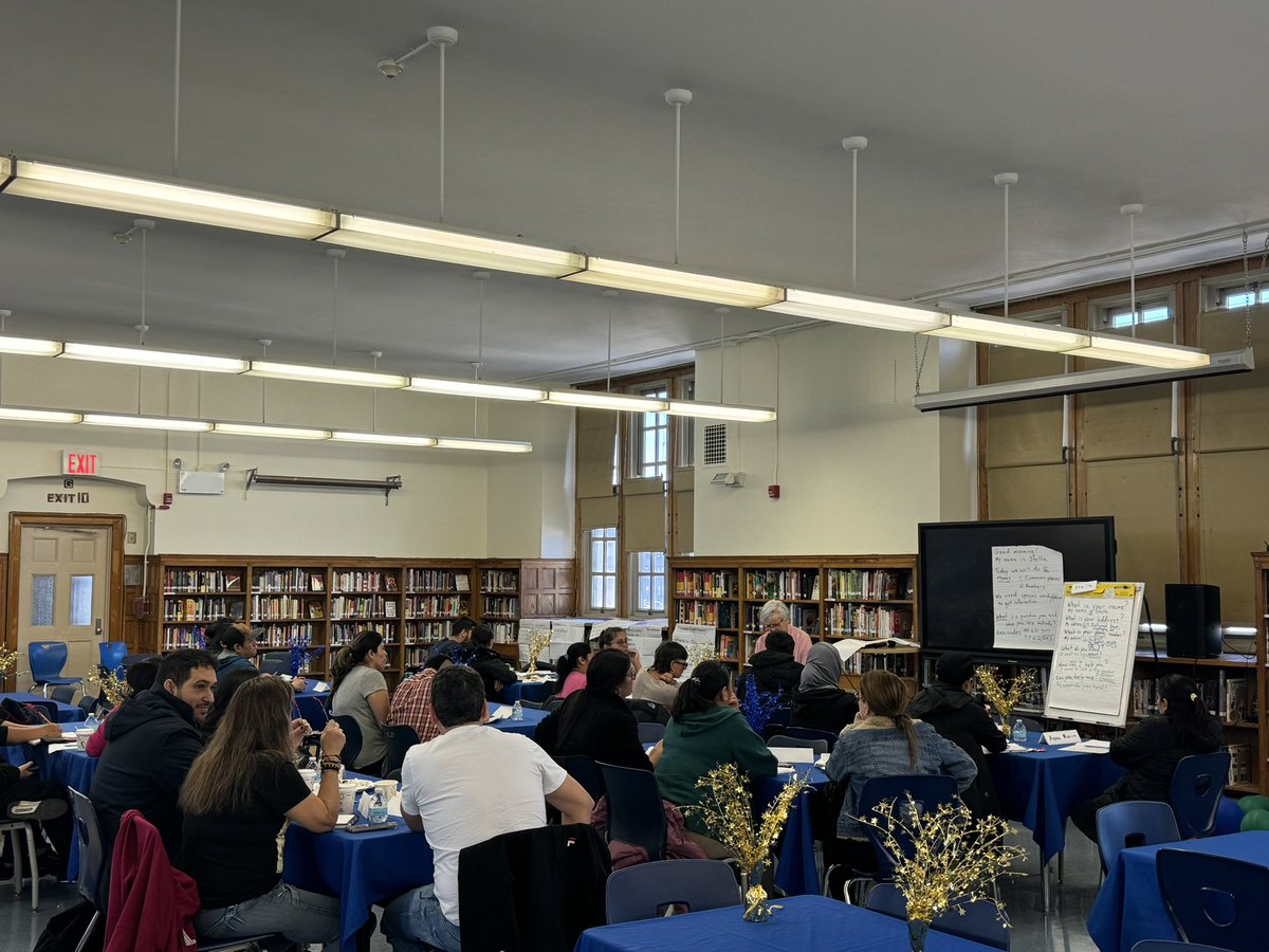 WCBryantHSLIC's tweet photo. Week 3 of ESL for Families is a big hit this Saturday! #familyengagement #community #ESL #adultlearning #learntogether @st_aubain @Queens_North @NYCSchools @MsWinberryNYC https://t.co/lhfjsKqZ1t