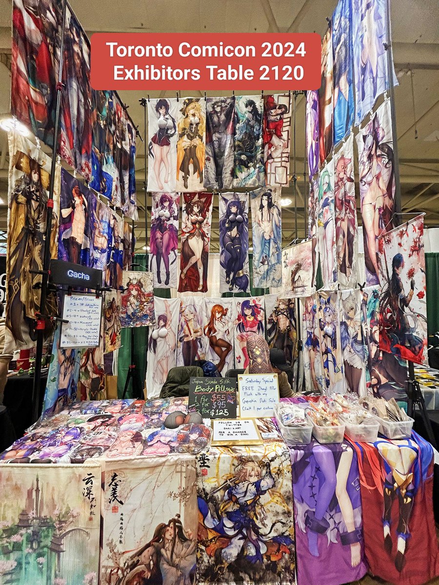 rurisen's tweet photo. Toronto Comicon with @cyberramenart this weekend 🥰 Find us at table 2120 and you can get an extra lottery ticket to win our FREE body pillow give away!!

we also have a few new characters with 3D chest in limited amount! Navia, Frieren, Wriothesley, Imbibitor Lunae,  etc https://t.co/eLkrhOuGsN
