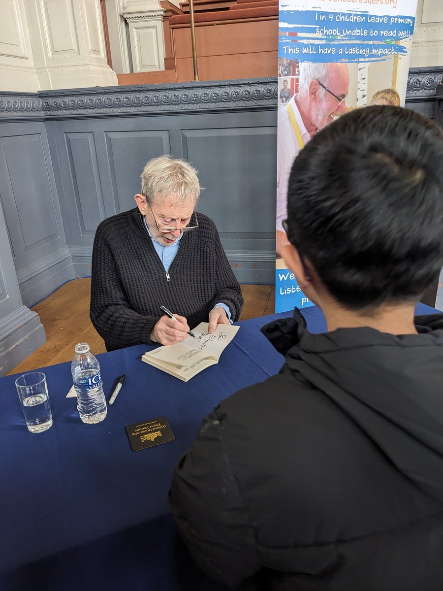 We saw Michael Rosen in person! We listened, we laughed, we recited poems &amp; got our books signed. Thanks to <a href="/Literacy_Trust/">National Literacy Trust</a> &amp; <a href="/oxfordlitfest/">OxfordLitFest</a> for the tickets.