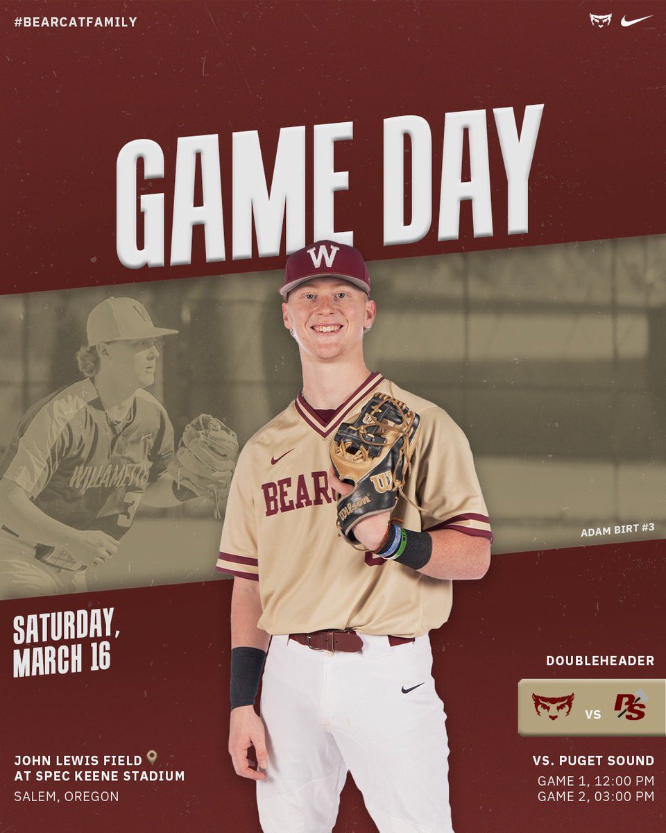A beautiful day for a DH. First pitch at noon! 

🆚Puget Sound
🕛 12 PM
📺 nwcnetwork.tv/wubearcats/?B=…