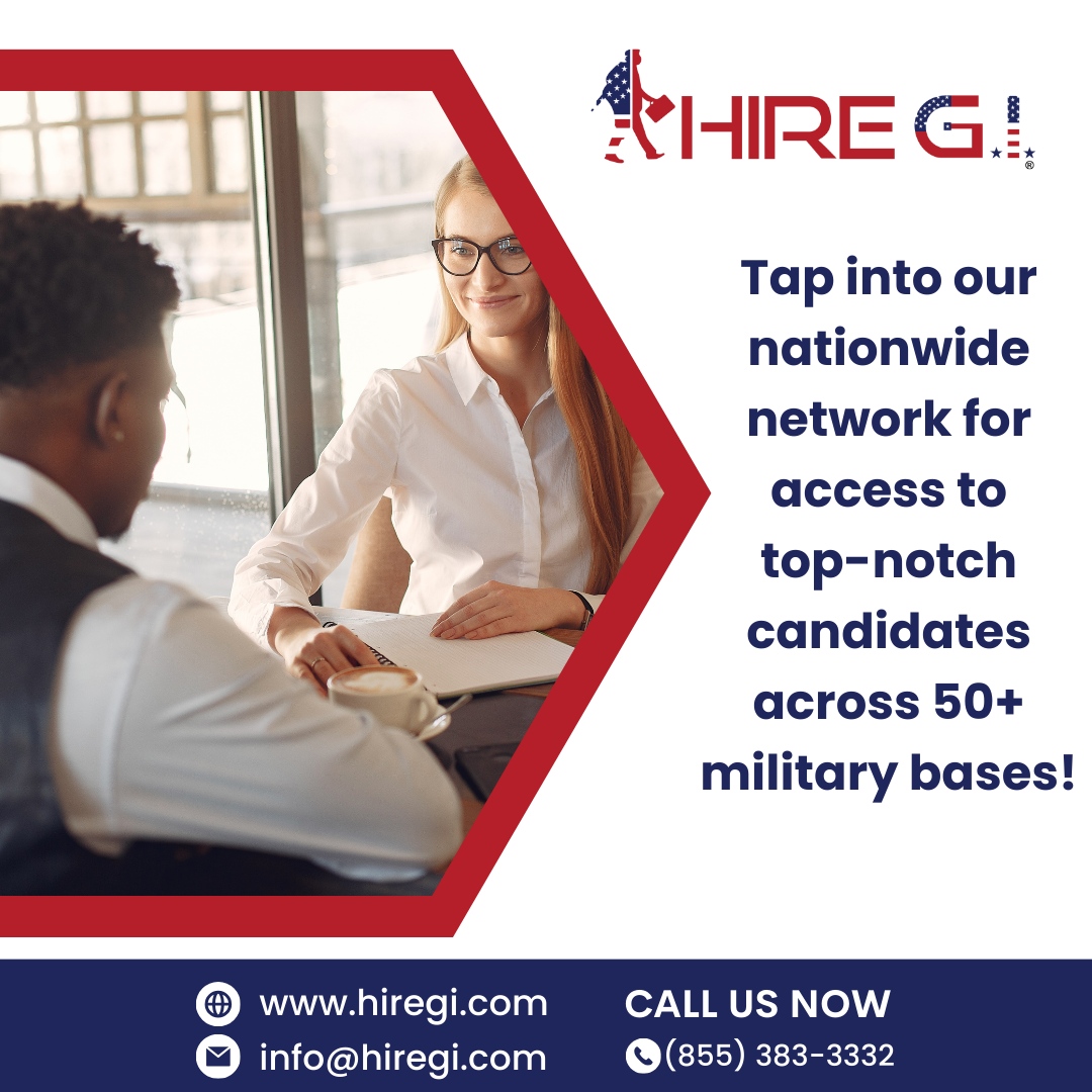 Tap into a pool of talent ready to bring dedication, expertise, and a unique perspective to your team.

Let's connect you with the best of the best! 🎖️ 

🌐hiregi.com
✉info@hiregi.com
📞855-383-3332

#HireGI #CandidateDevelopment #PlacementServices