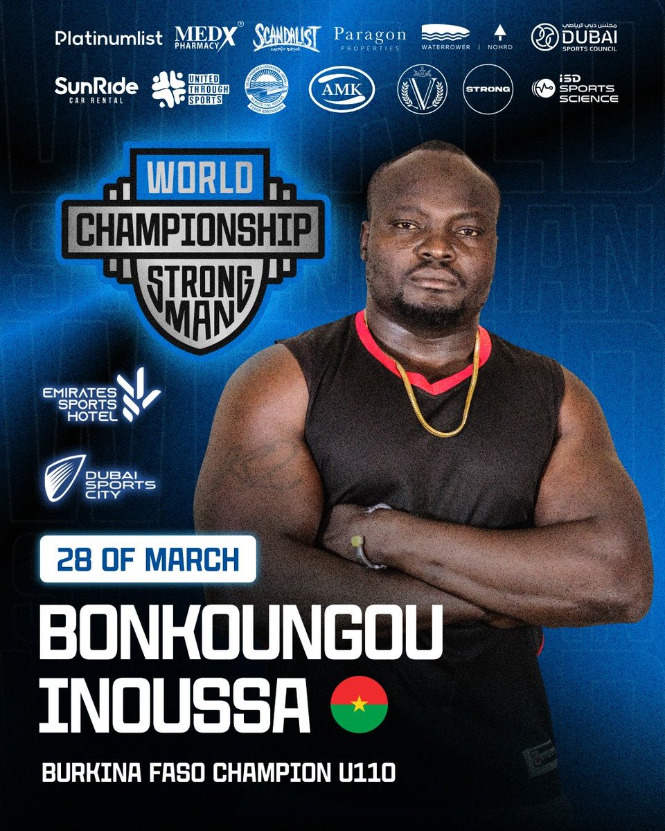 🌍💪 Meet the Force from Burkina Faso: Bonkoungou Inoussa 💪🌍
Prepare to be amazed as Bonkoungou Inoussa, the indomitable U110 champion from Burkina Faso, takes the stage at the World Strongman Championship! 🏆
📅 Mark your calendars for an epic… t2p.pw/WgtDqGDEOh