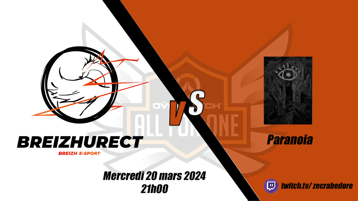 Pour le dernier match des phases de poules de <a href="/PlayAllForOneFR/">Overwatch AllForOne France</a> .Nos Phoenix affronteront les Paranoia ! 
#breizhwin #forthephoenix