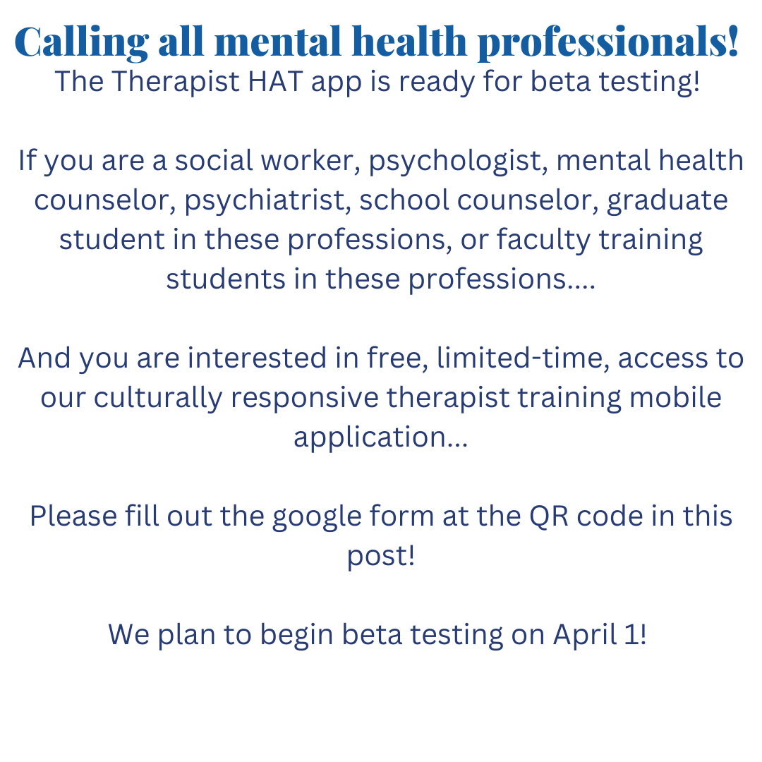 TherapistHATapp's tweet photo. Sign up to beta test the Therapist HAT app!   #psychologist #mentalhealthcounselors #therapists #counselors #psychiatry #psychiatrists #Socialworkers #lmhc #licsw #culturalhumility #schoolcounselors https://t.co/0ncWvLIGaO