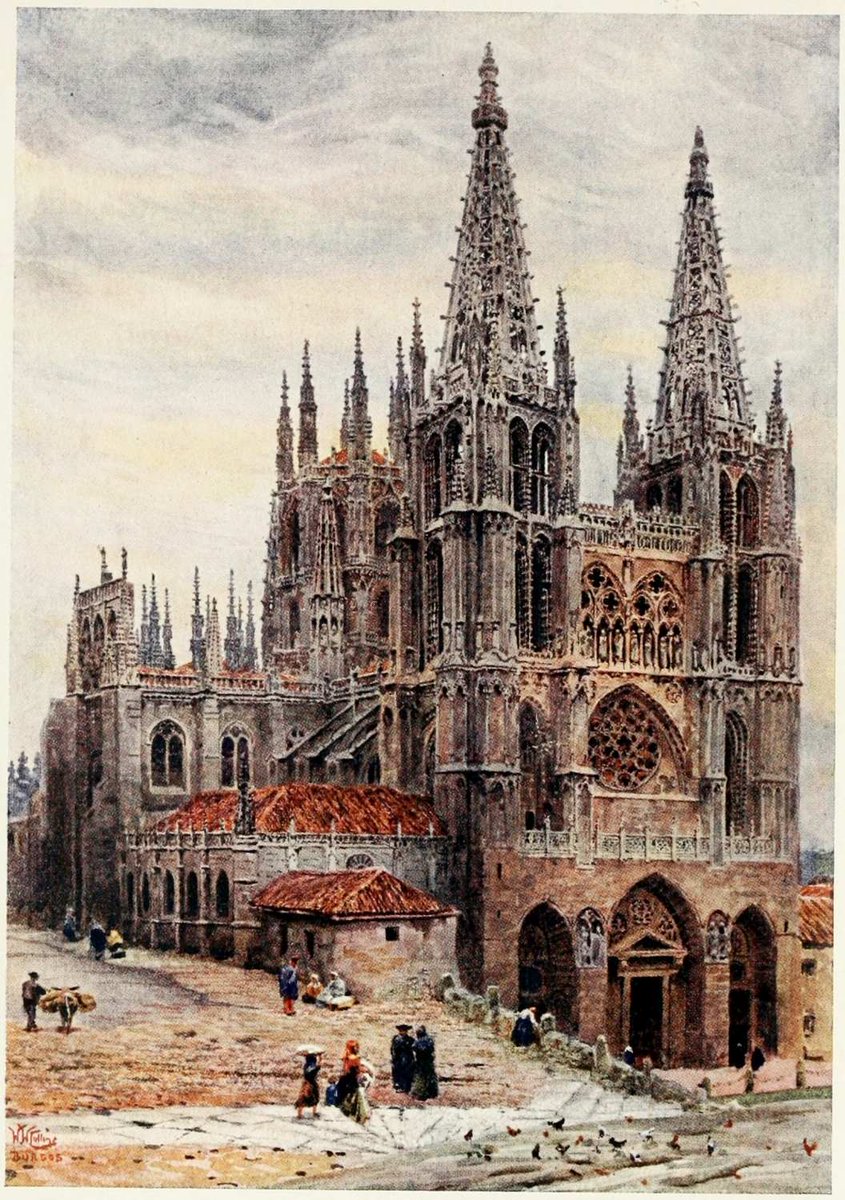CDorado75's tweet photo. En 1909 el paisajista W. W. Collins (🇬🇧 1862-1951) desembarca en Cádiz. Durante varias semanas recorre en tren 24 ciudades pintando 60 acuarelas. El resultado: "Cathedral Cities of Spain", uno de los libros de viajes más hermosos dedicados a España.
Vamos a disfrutarlo 🧵👇 https://t.co/dJfY0dK86D