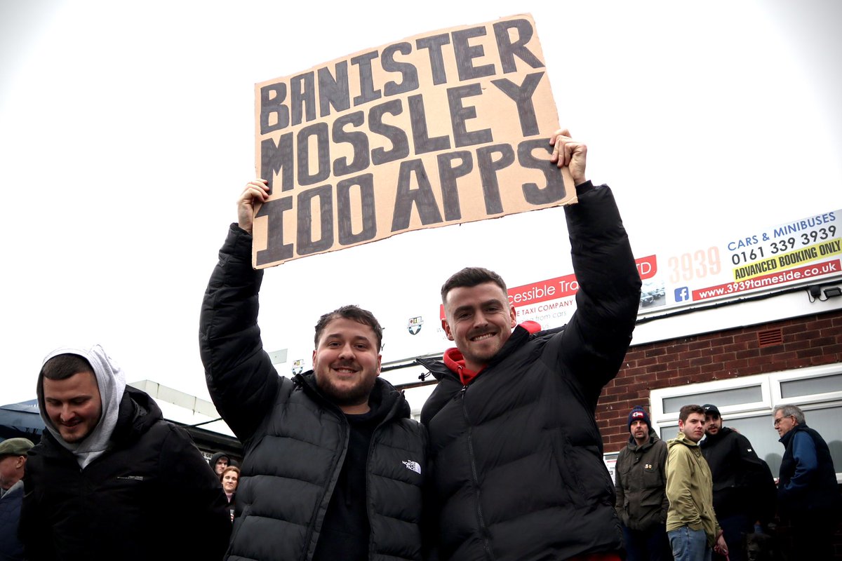 TamesideCorr's tweet photo. We are at Seel Park as Mossley AFC take on Kidsgrove Athletic. 

Jack Banister’s fan club have arrived to celebrate his 100th appearance for the Lilywhites. @jackbanister https://t.co/07ukOo0dij