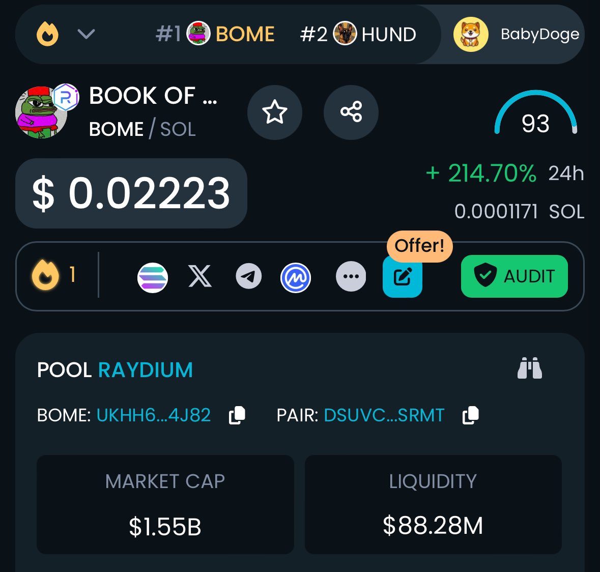 $BOME IS AT $1.55 BILLION MCAP

it literally launched 2 days ago