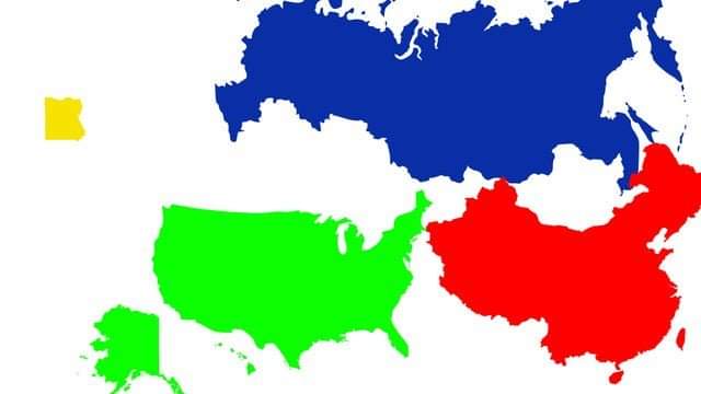 TerribleMaps's tweet image. Egypt is smaller than the United States, Russia and China combined